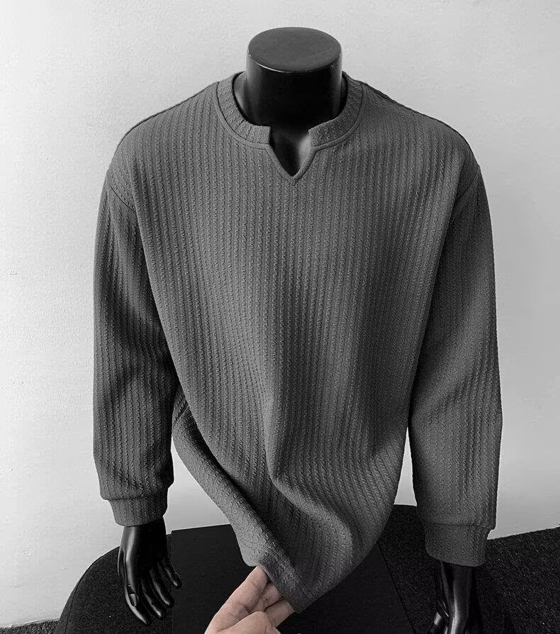 Men's V-Neck Lightweight Knit Long Sleeve T-Shirt Men