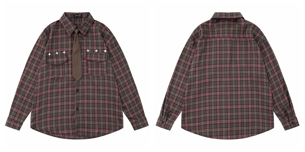 Vintage Floral Striped Cotton Blend Shirt with Tie