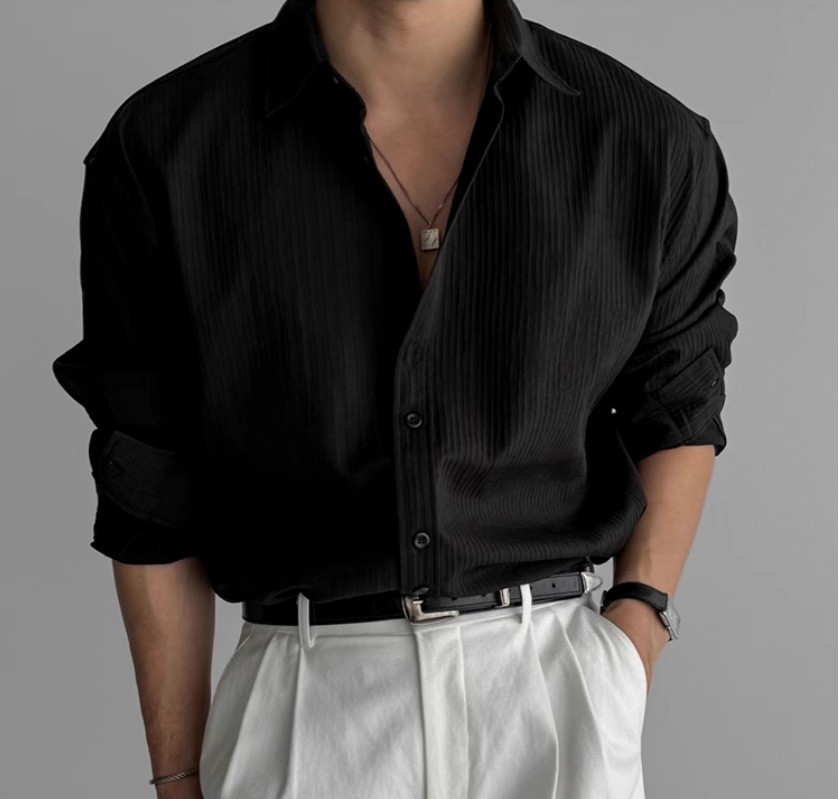 Premium Textured Long-Sleeve Casual Shirt for Men