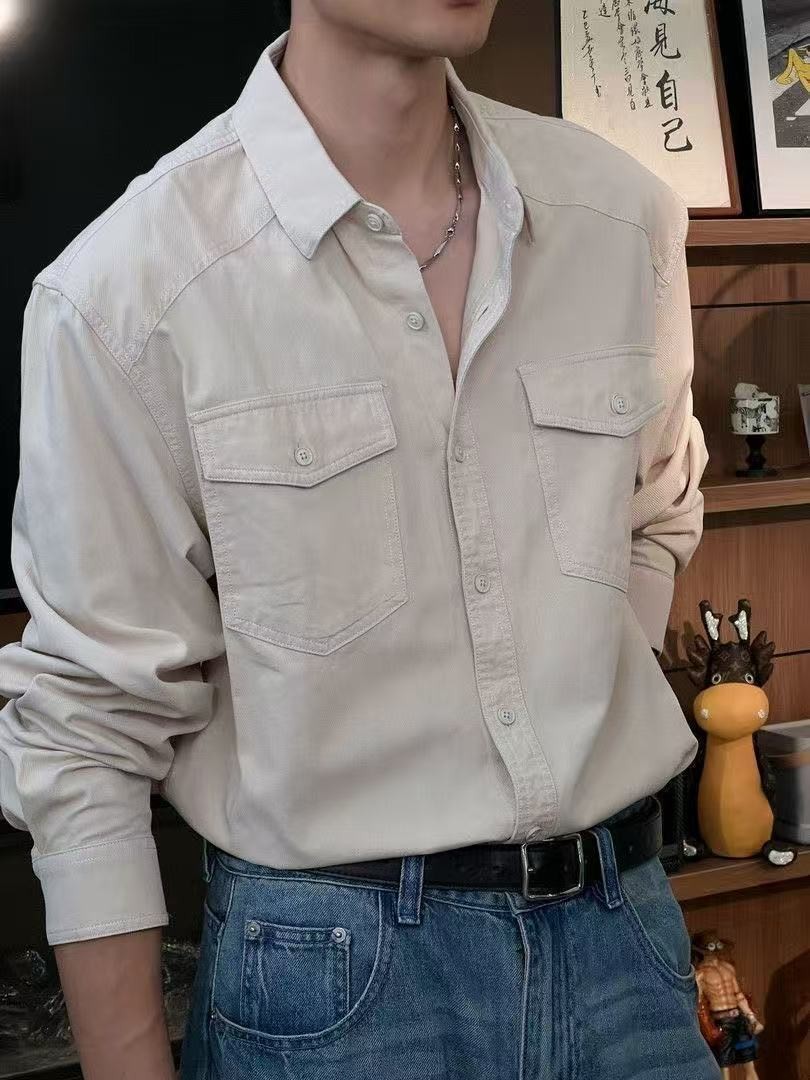 Men's Casual Loose Fit Utility Shirt Jacket Men