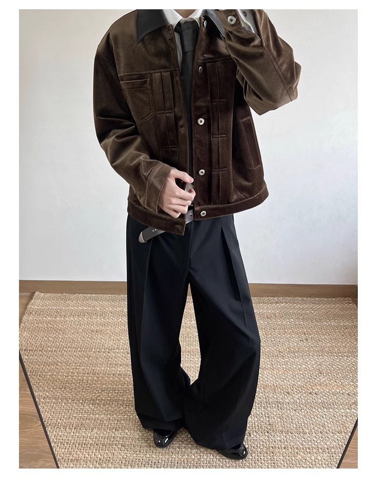 JTFS Relaxed Pleated Wide-Leg Casual Trousers