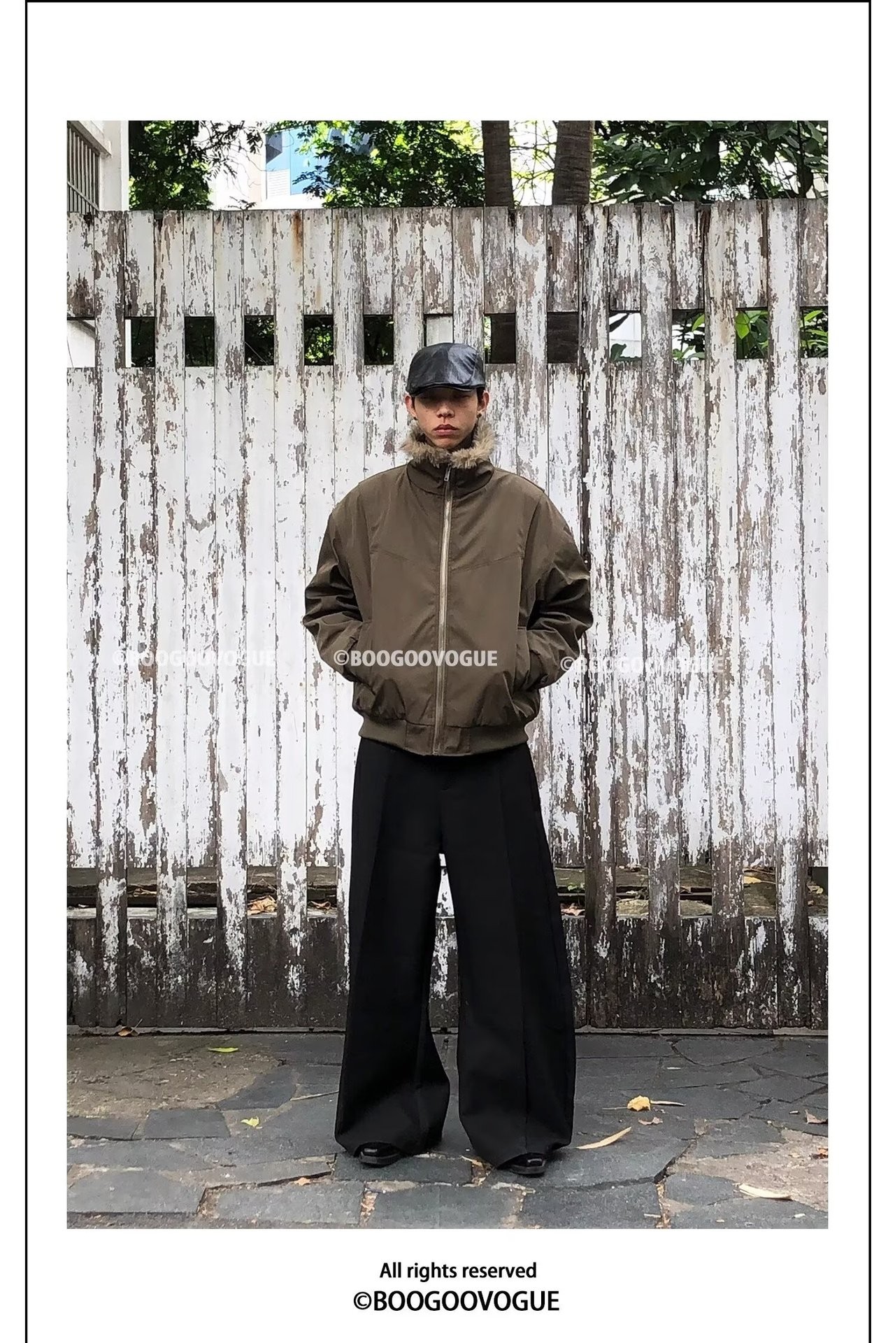 Vintage Cotton Padded Hooded Jacket with Removable Fur Collar Vintage Cotton Padded Hooded Jacket with Removable Fur Collar