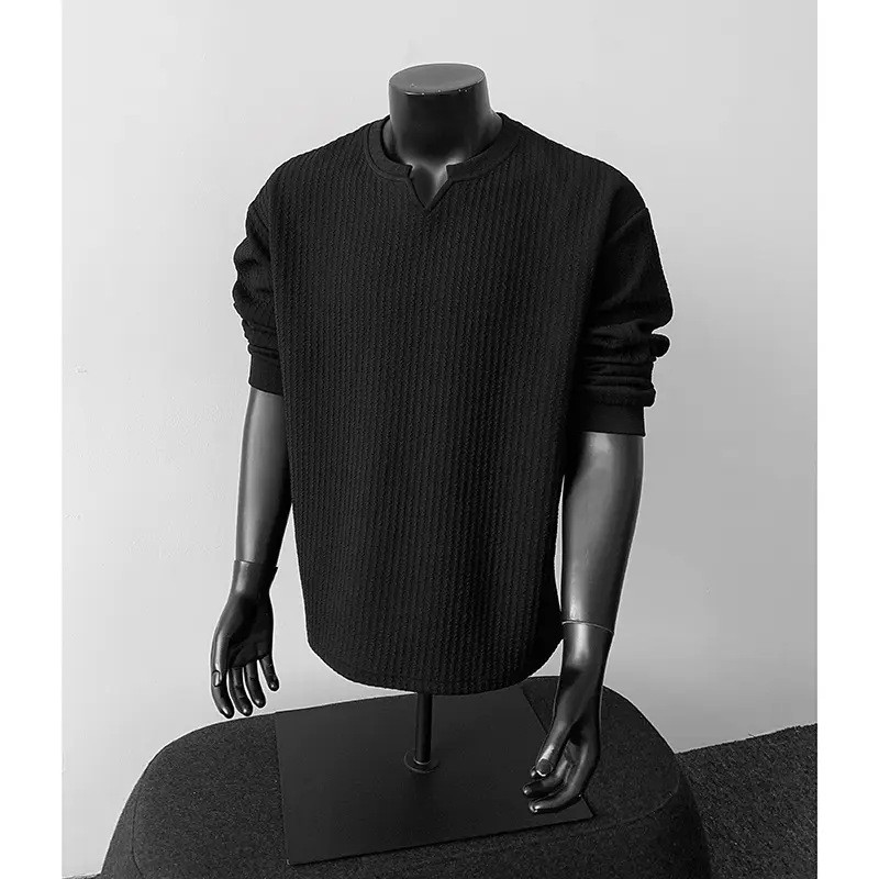 Men's V-Neck Lightweight Knit Long Sleeve T-Shirt Men