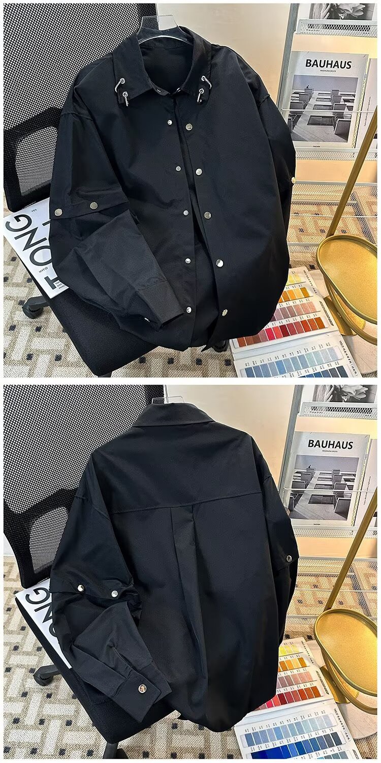 Heavyweight Deconstructed Shoulder White Shirt with Metal Buttons