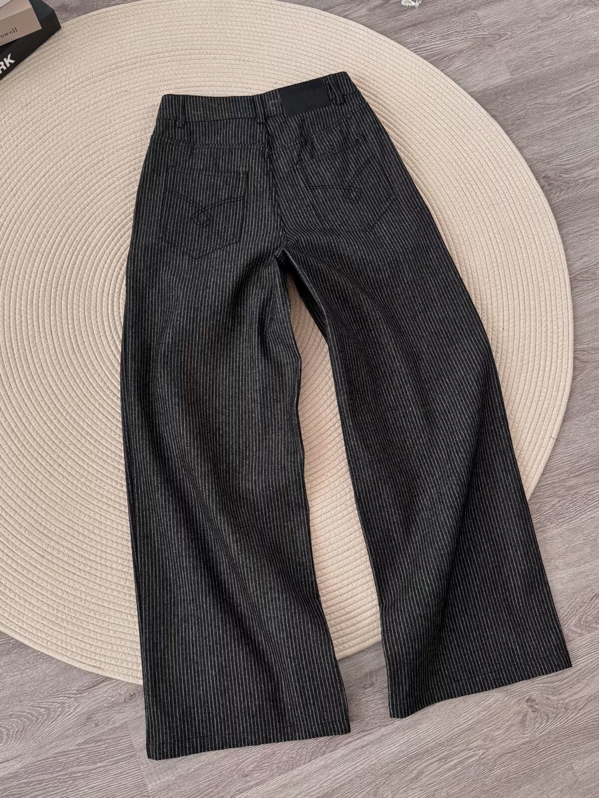 Men's High-Waist Pleated Denim Wide-Leg Trousers Men
