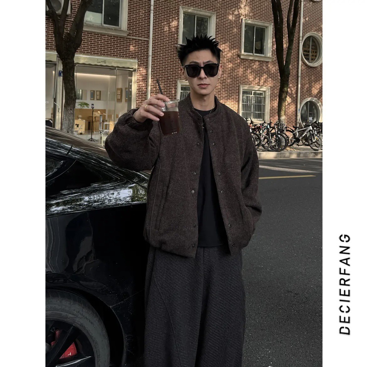 Men's Winter Wool Blend Down Jacket with Hood Men