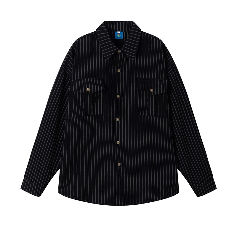Japanese Vintage Striped Overshirt Unisex Long Sleeve