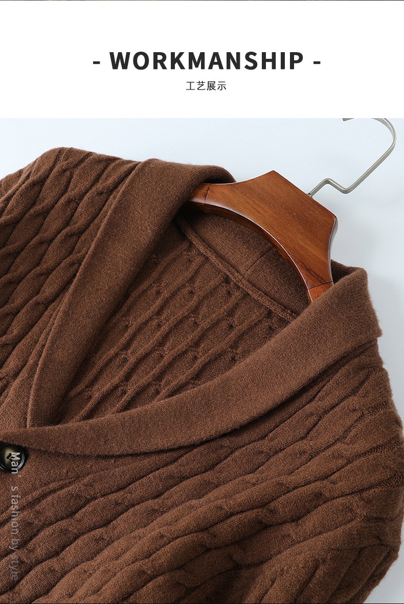 2024 Men’s Thick Wool Knit Cardigan with Embroidery