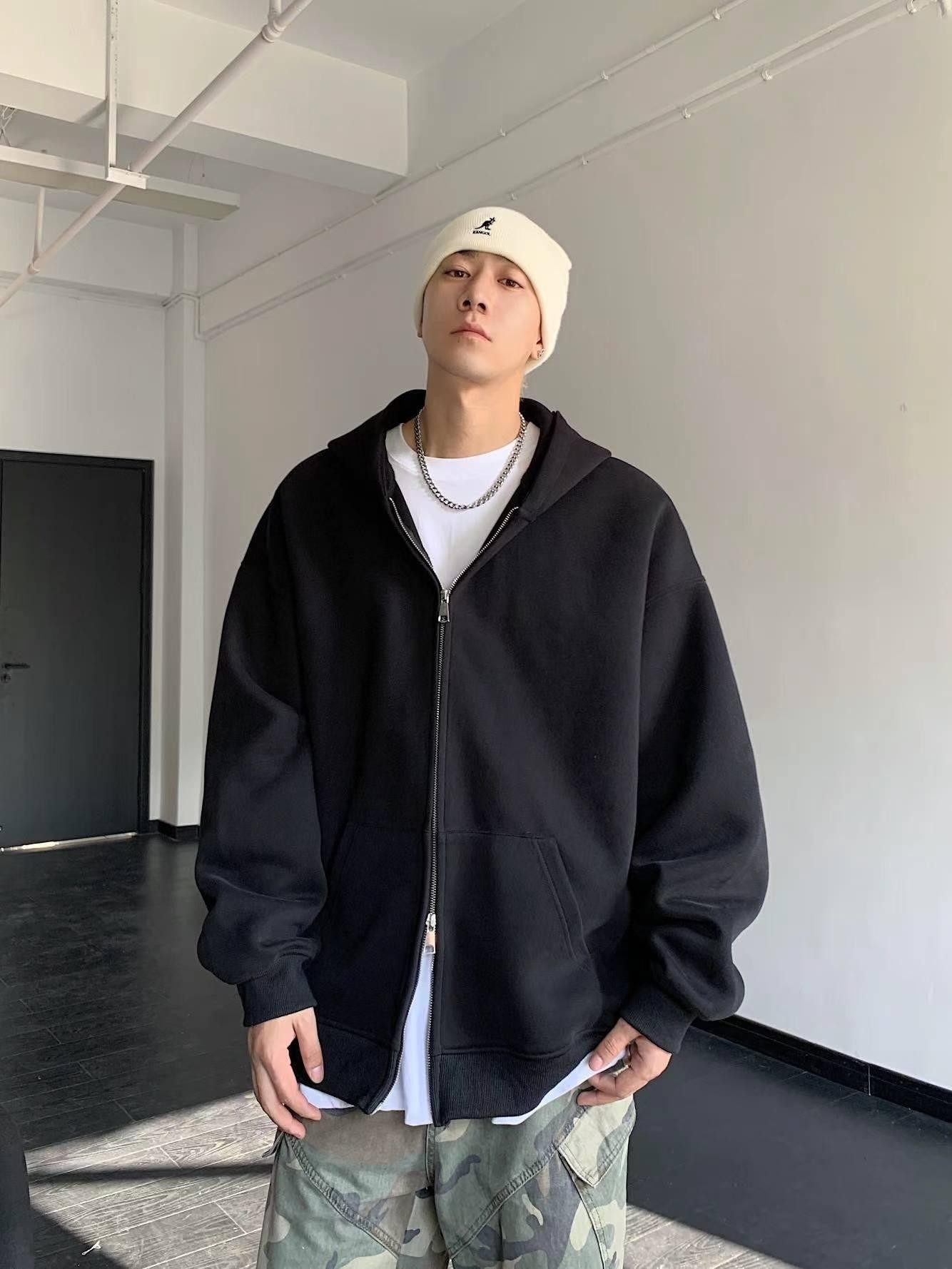 2024 Fall Heavyweight Hooded Zip-Up Sweatshirt