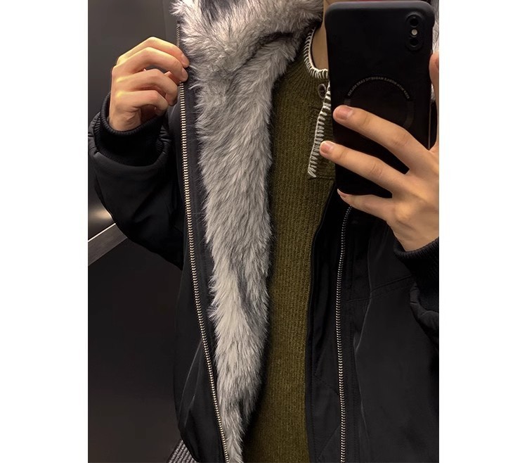 Men's Winter Hooded Fleece-Lined Puffer Jacket Men