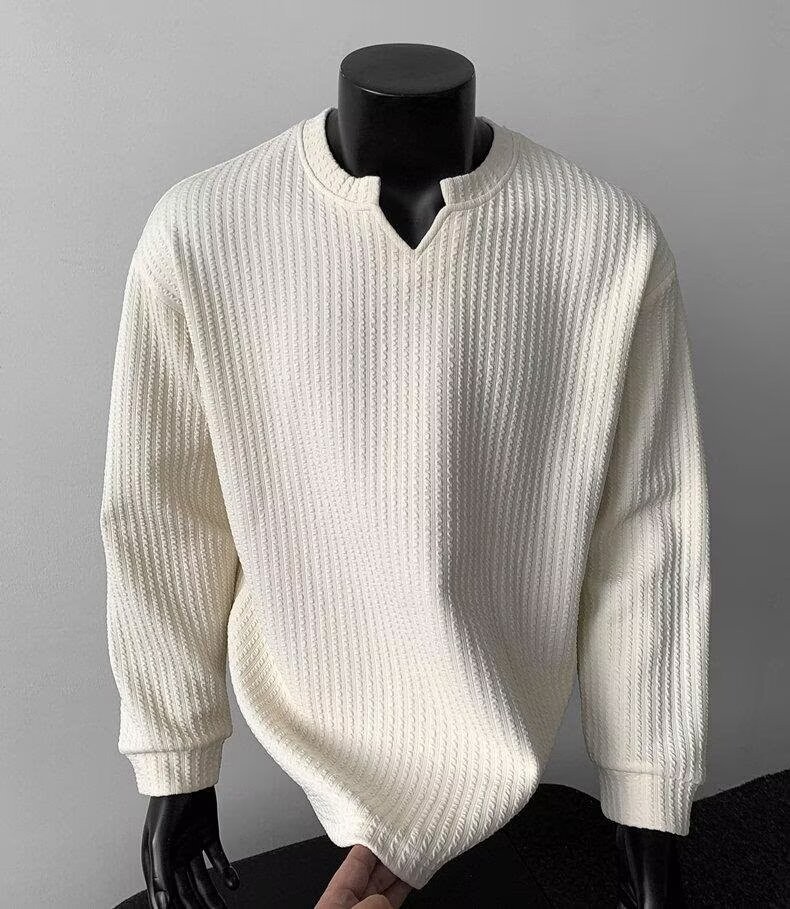 Men's V-Neck Lightweight Knit Long Sleeve T-Shirt Men