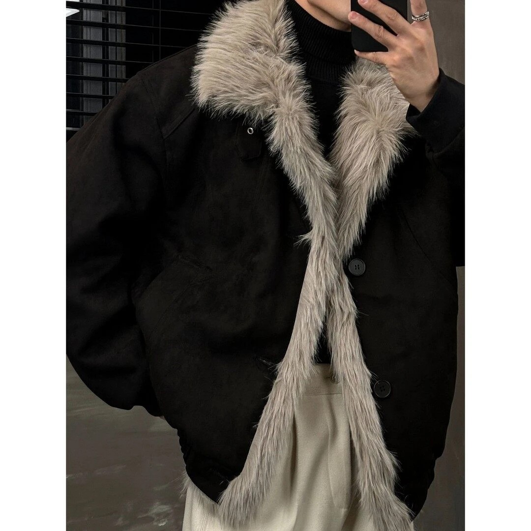 Men's Vintage Corduroy Thick Hooded Cotton Jacket Men