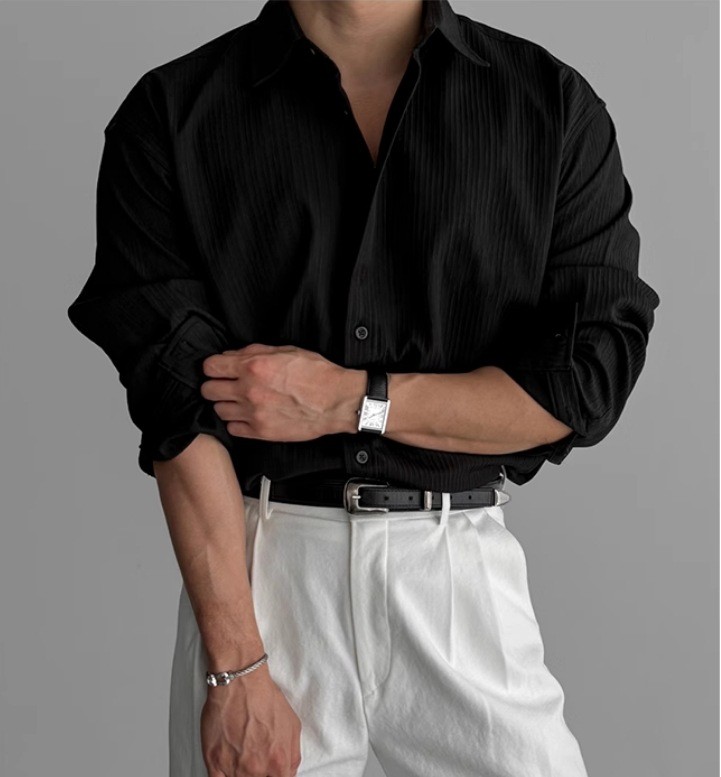 Premium Textured Long-Sleeve Casual Shirt for Men