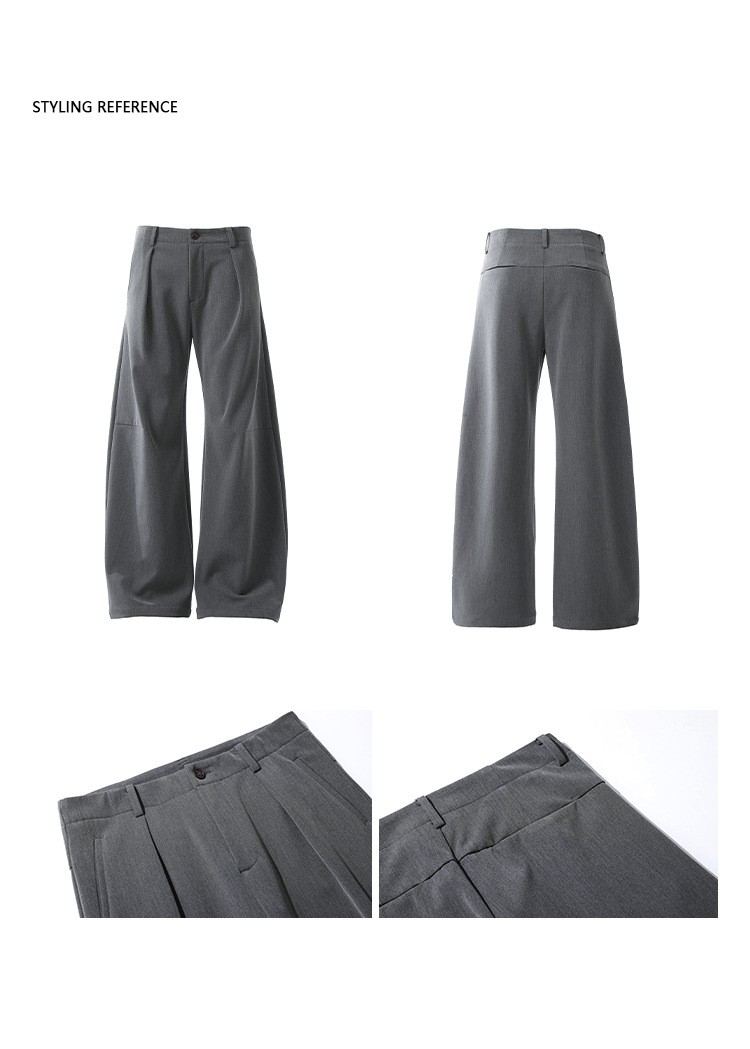 Cleanfit Gray Wide-Leg Wrinkle-Free Dress Pants