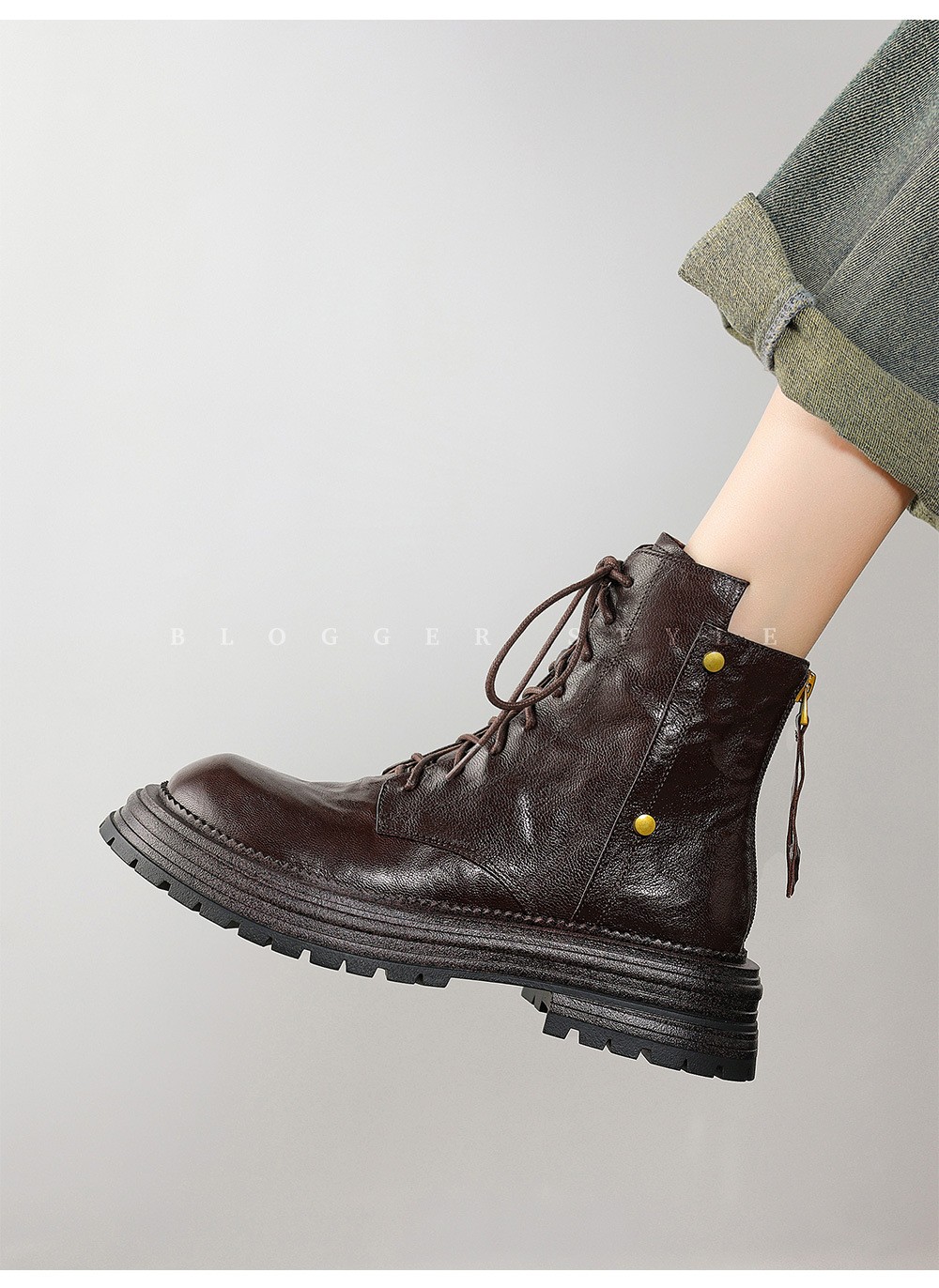 Women's Retro Leather Platform Martin Boots 2025 Women