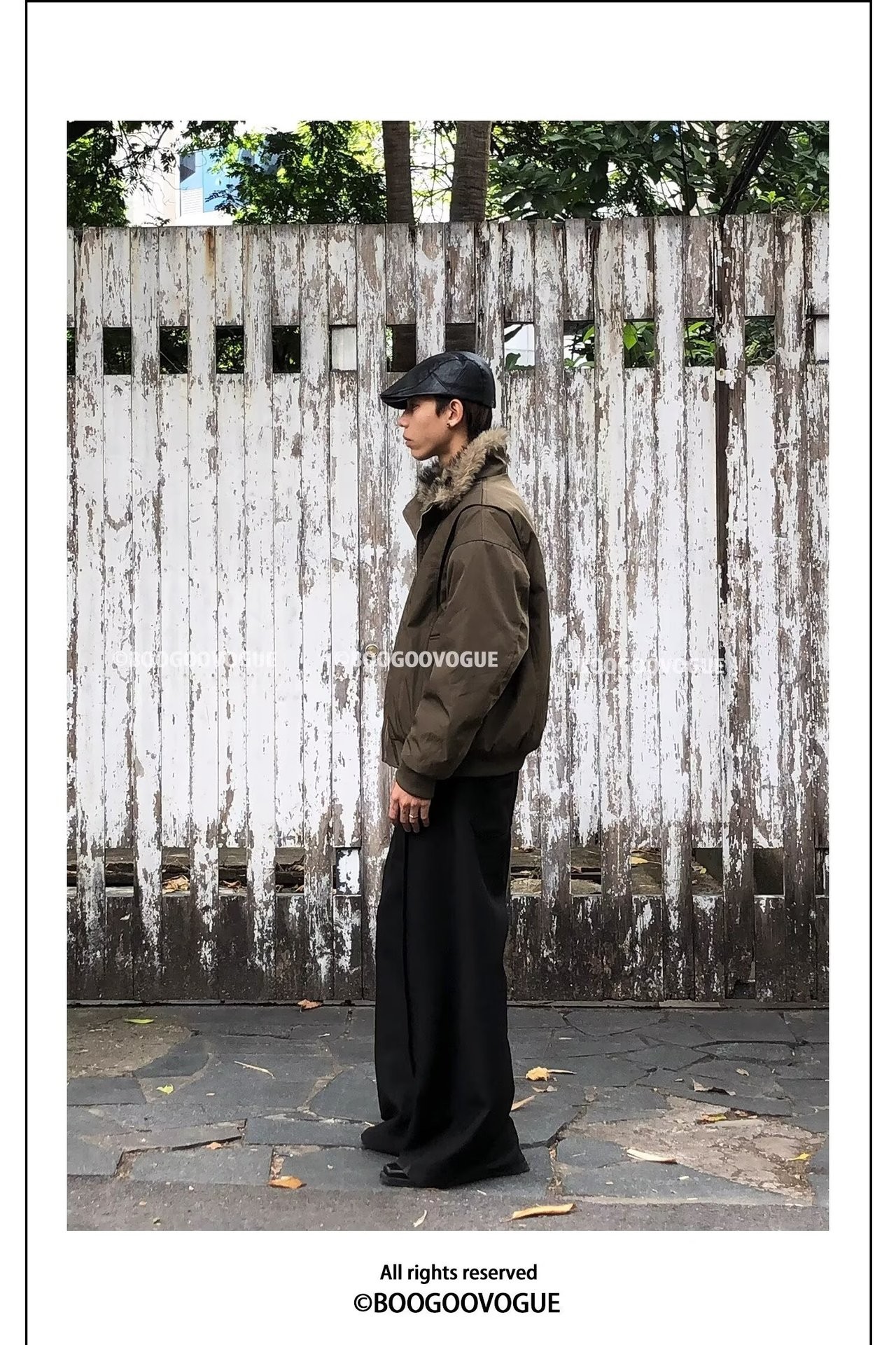 Vintage Cotton Padded Hooded Jacket with Removable Fur Collar Vintage Cotton Padded Hooded Jacket with Removable Fur Collar