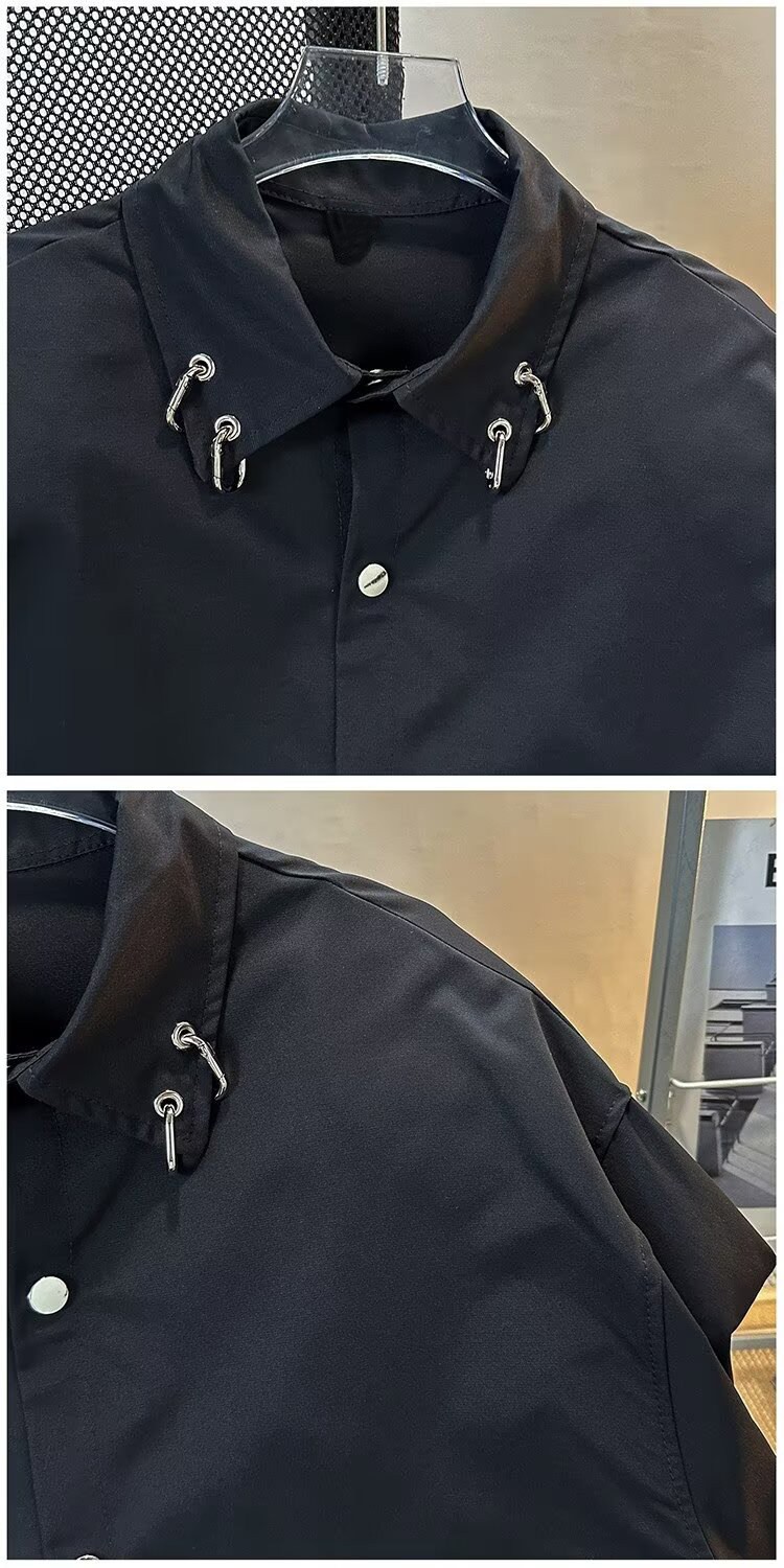 Heavyweight Deconstructed Shoulder White Shirt with Metal Buttons