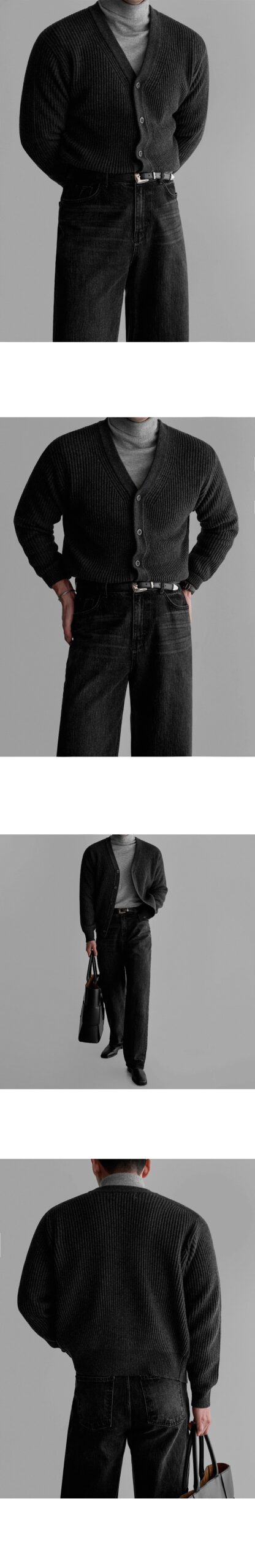 Men's V-Neck Loose Knit Cardigan Sweater Men