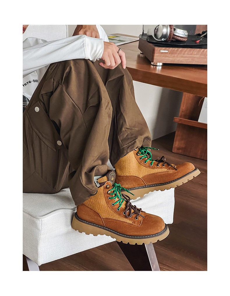 Unisex Classic Mid-Calf Leather Martin Boots