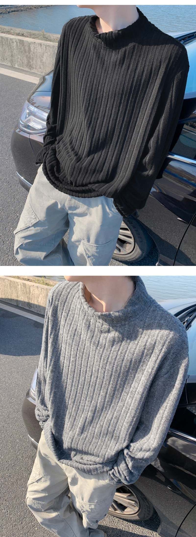 Men’s Thick Fleece Lined Knit Pullover Sweater