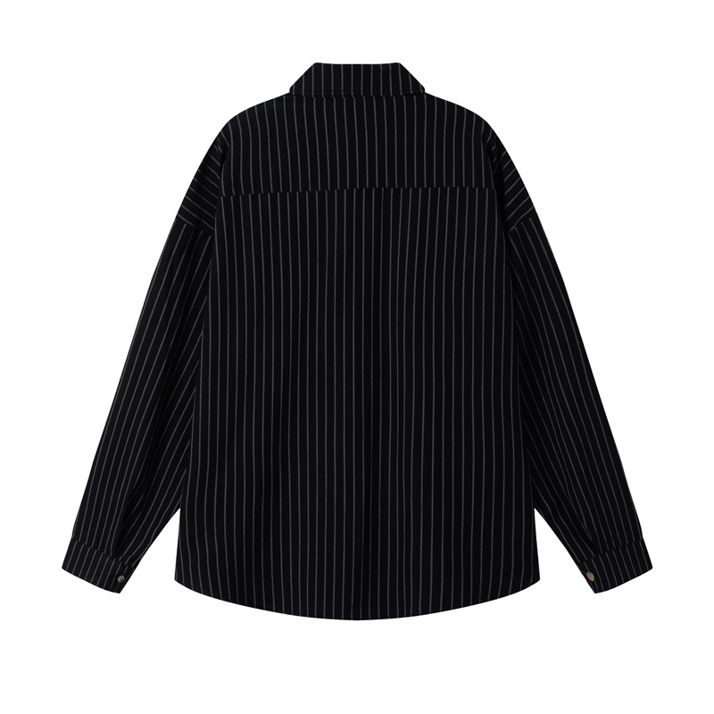 Japanese Vintage Striped Overshirt Unisex Long Sleeve