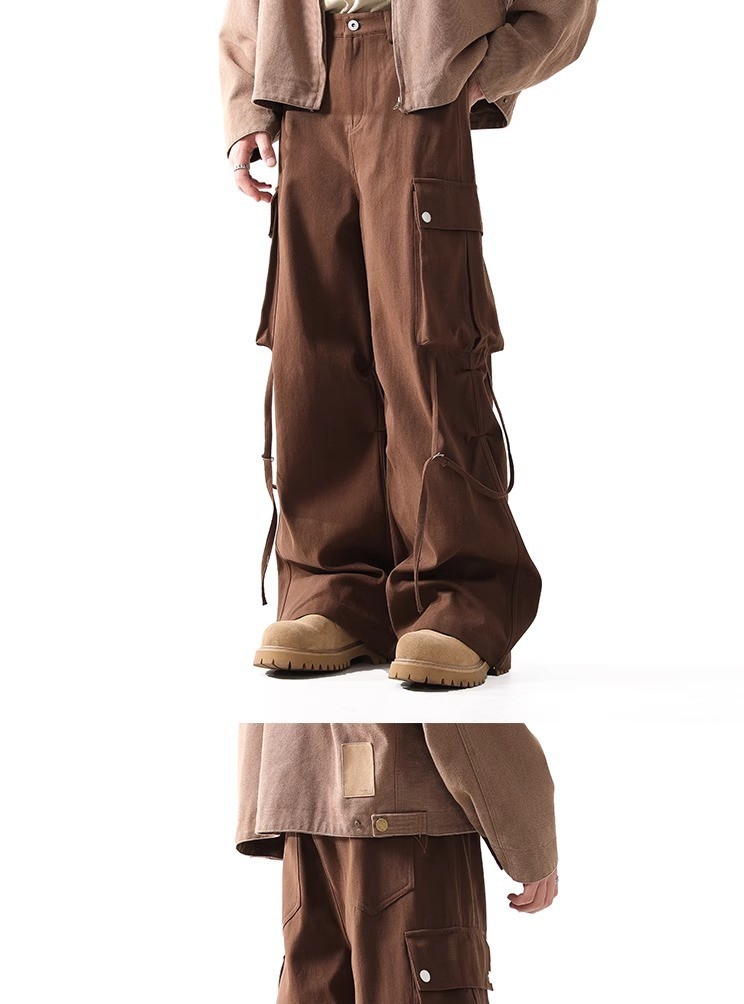 American Hip-Hop Cargo Workwear Pants with Belt