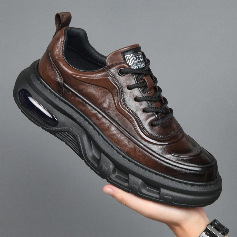 Men's Genuine Leather Martin Boots with Fleece Lining Men