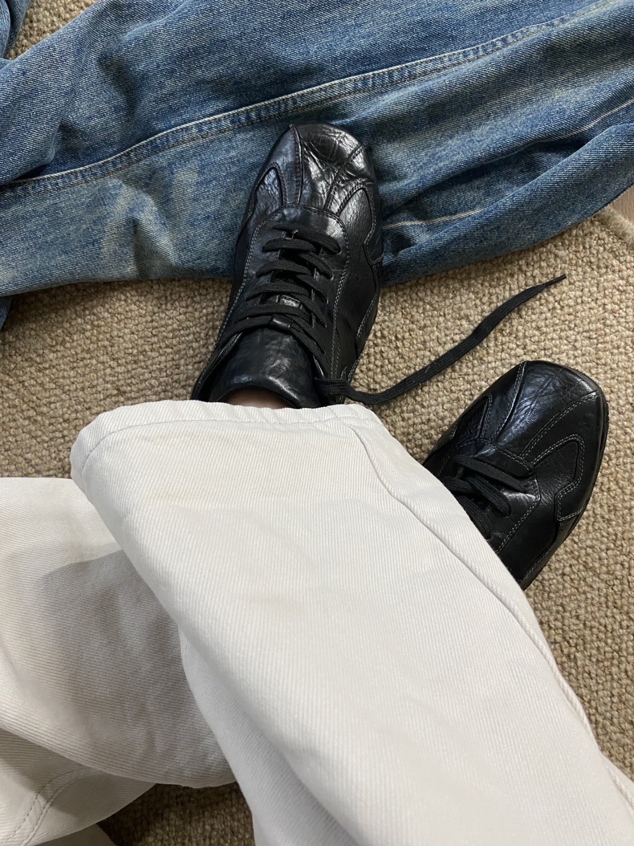 Handcrafted Washed Leather Casual Flat Lace-Up Shoes