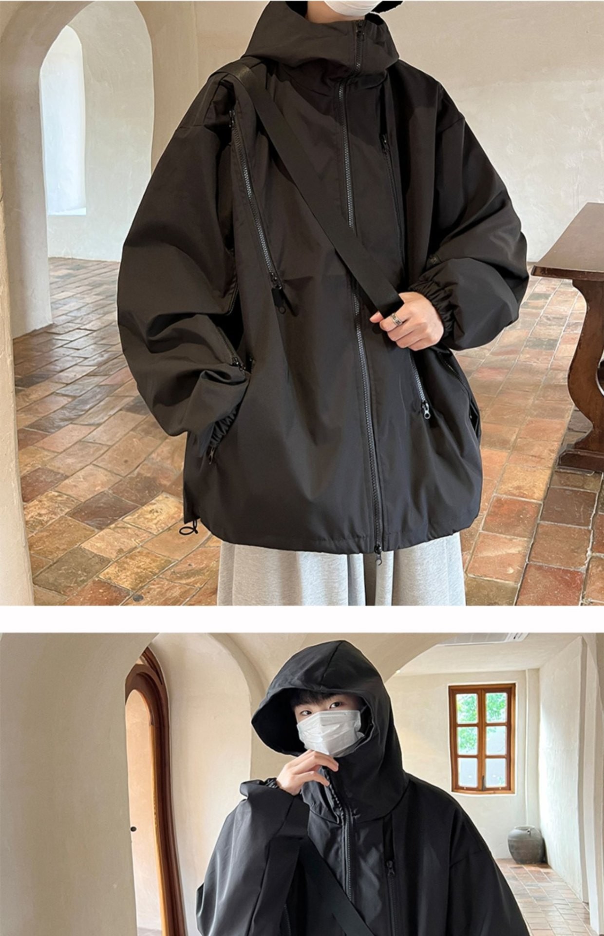 Unisex Waterproof Hooded Outdoor Jacket for Spring & Fall