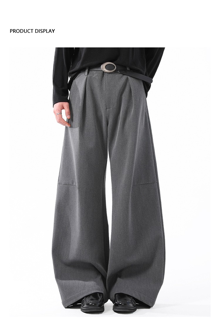 Cleanfit Gray Wide-Leg Wrinkle-Free Dress Pants