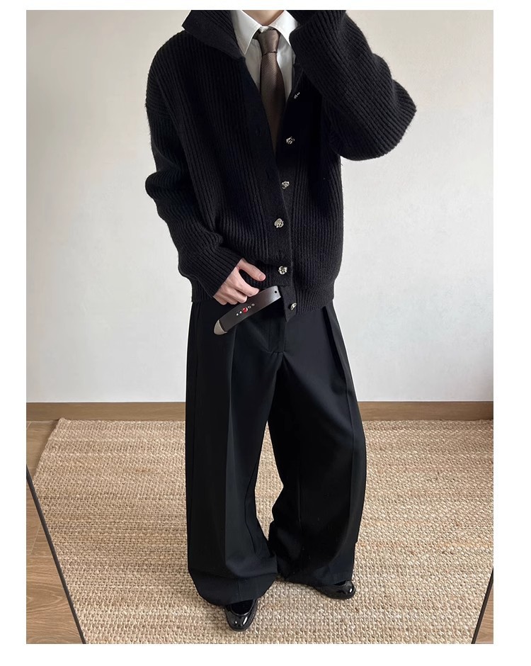 JTFS Relaxed Pleated Wide-Leg Casual Trousers