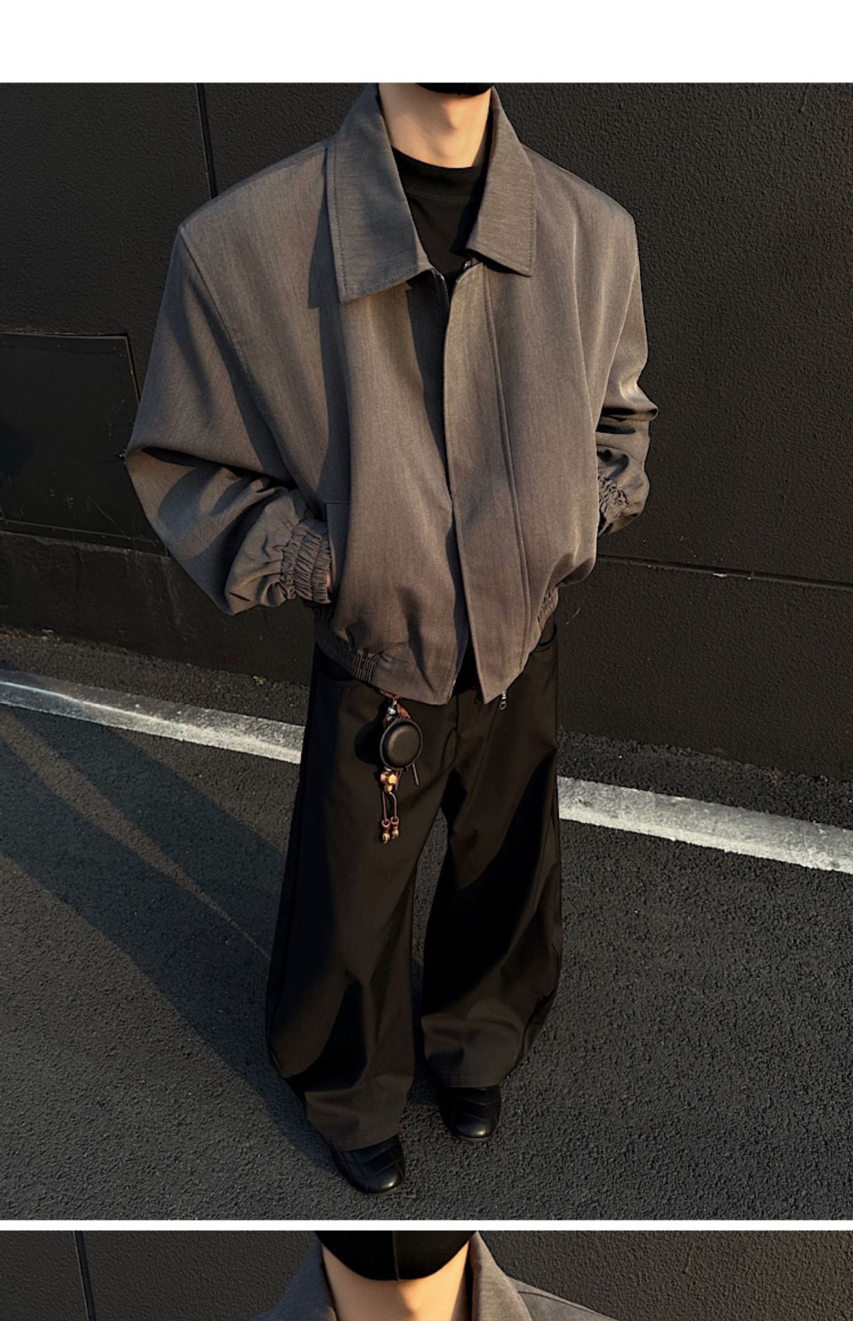 Men's Cleanfit Collared Shoulder-Pad Jacket Spring Autumn Men