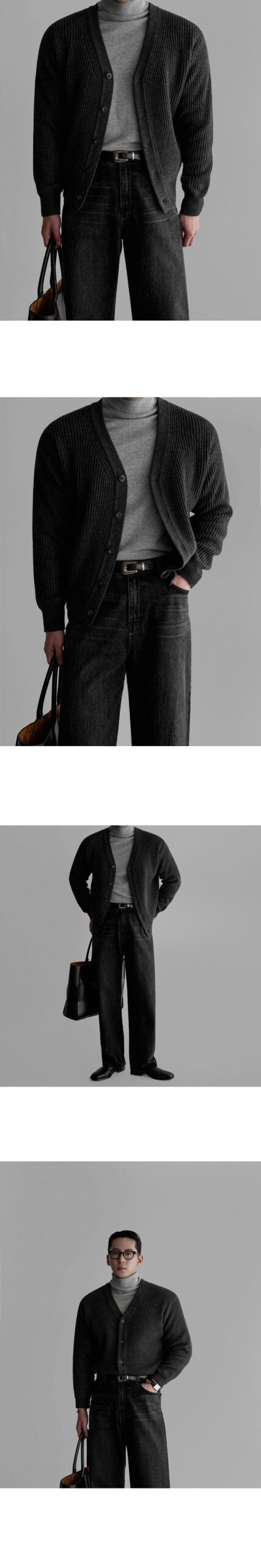 Men's V-Neck Loose Knit Cardigan Sweater Men