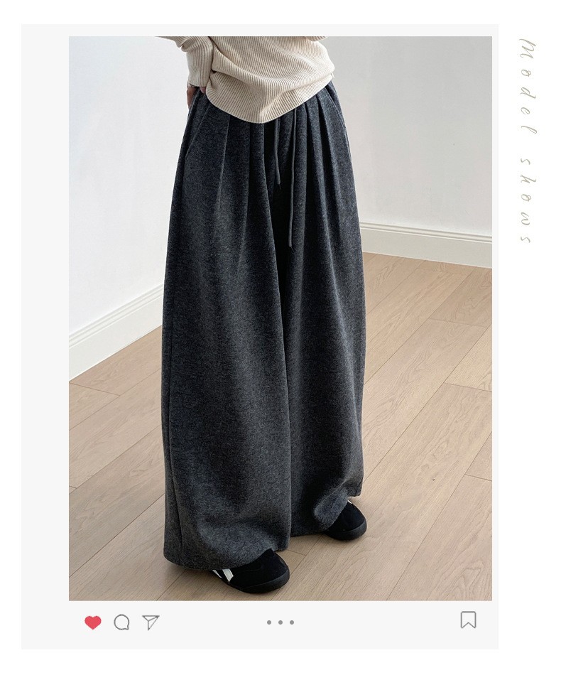 Yanshuang Casual Wide-Leg Knit Pants for Women Yanshuang Casual Wide-Leg Knit Pants for Women