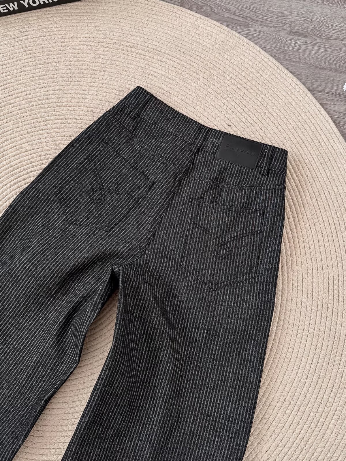 Men's High-Waist Pleated Denim Wide-Leg Trousers Men