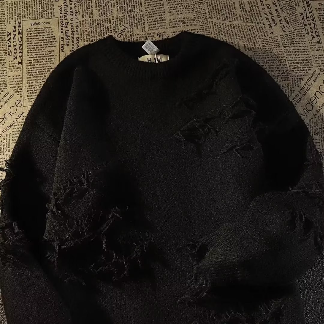 Vintage Style Distressed Pullover Sweater for Men & Women