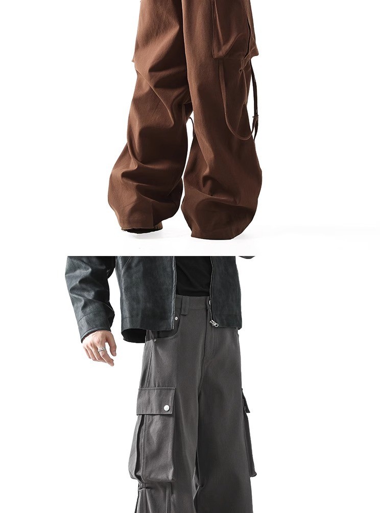 American Hip-Hop Cargo Workwear Pants with Belt