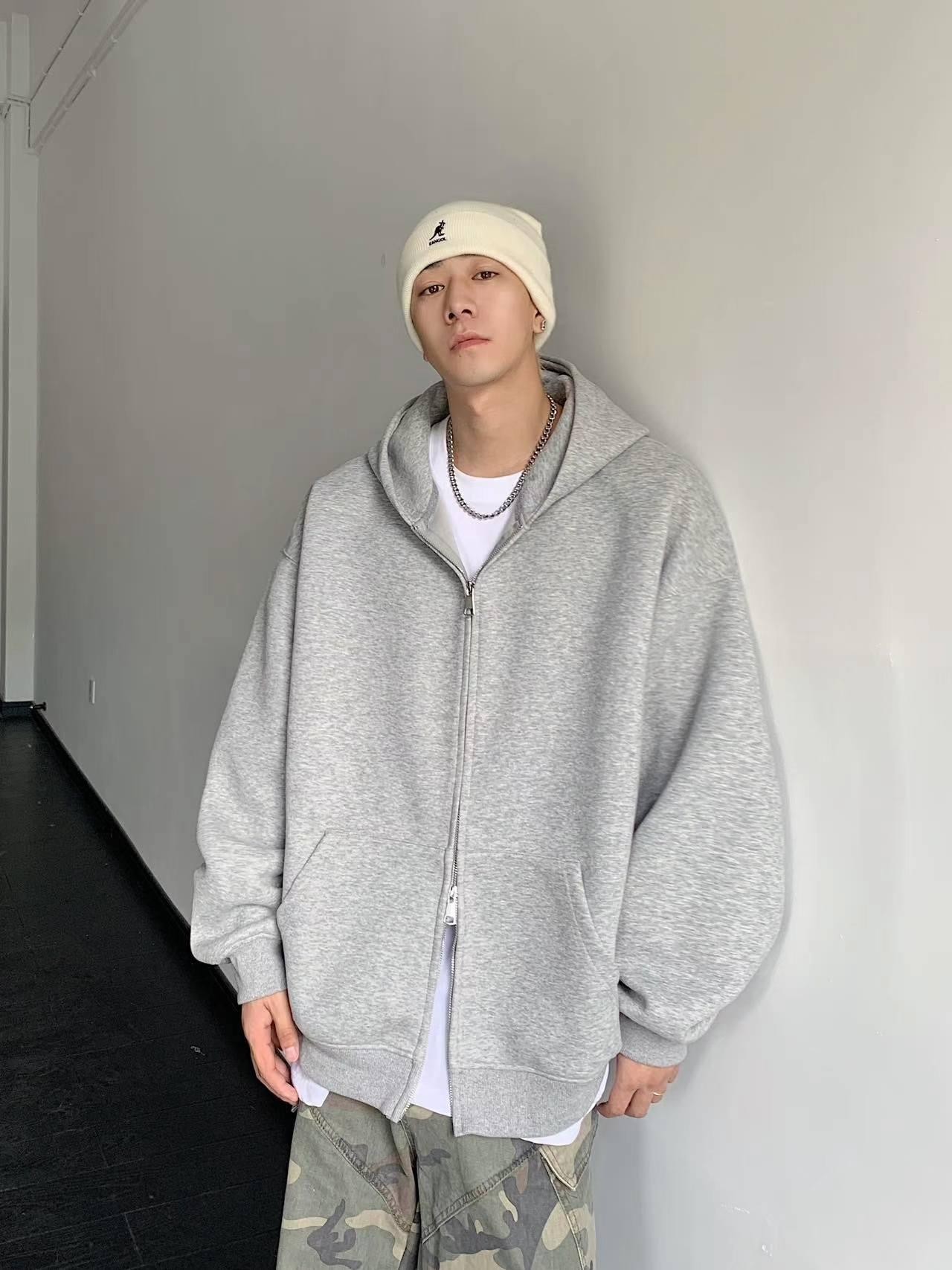 2024 Fall Heavyweight Hooded Zip-Up Sweatshirt