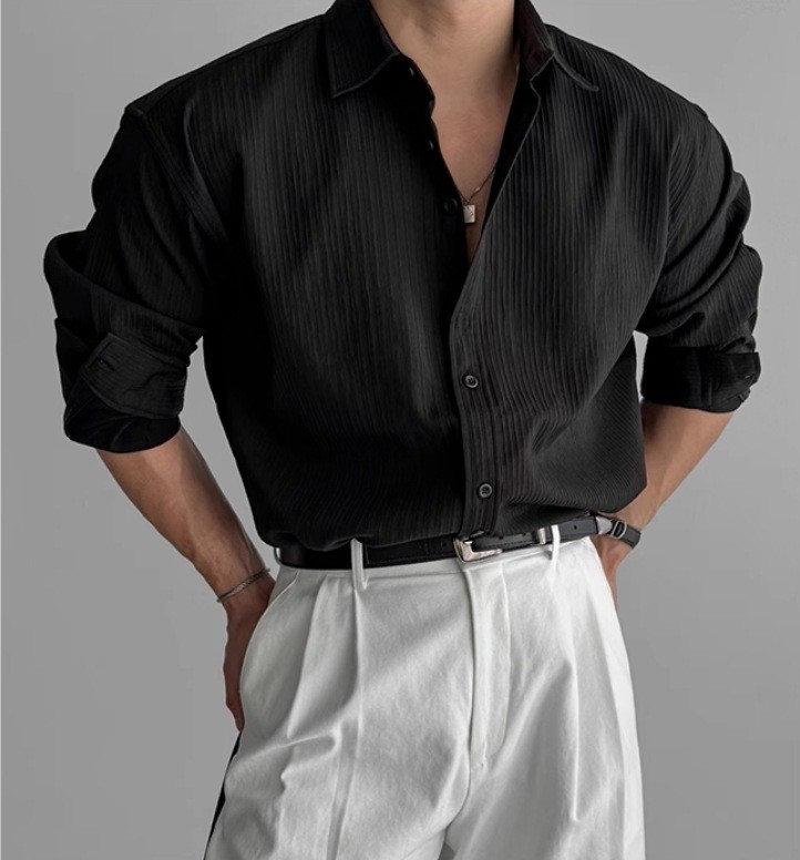 Premium Textured Long-Sleeve Casual Shirt for Men