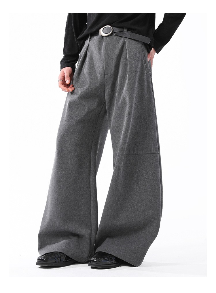 Cleanfit Gray Wide-Leg Wrinkle-Free Dress Pants