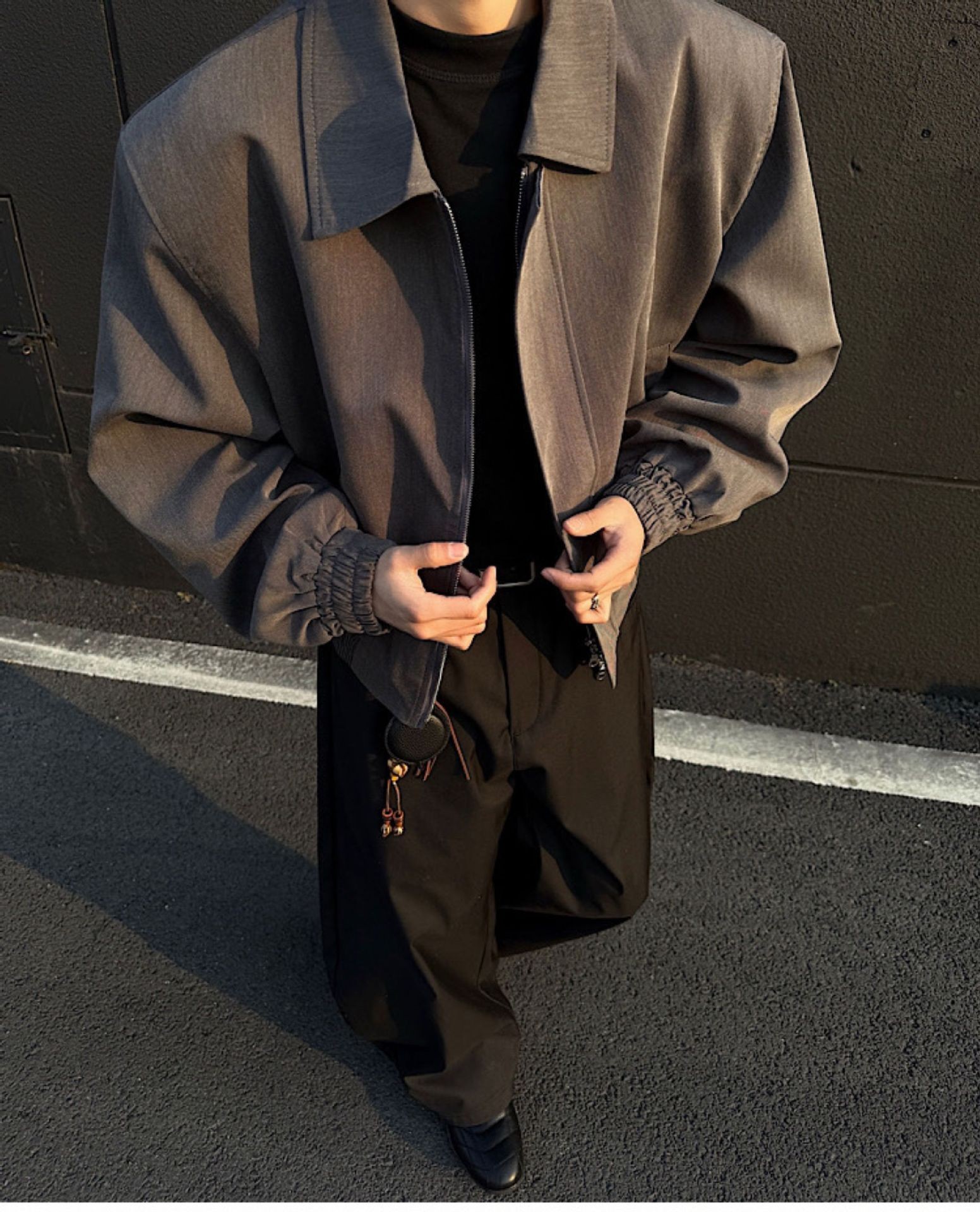 Men's Cleanfit Collared Shoulder-Pad Jacket Spring Autumn Men