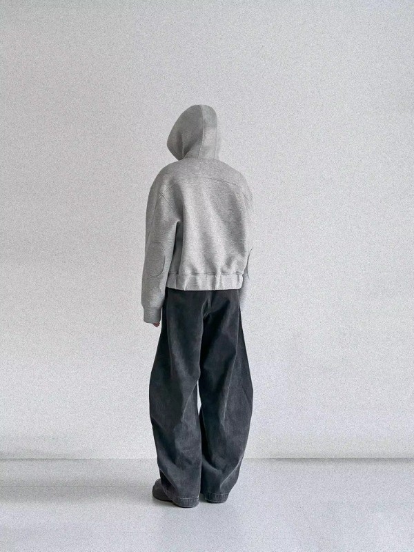 Boxy Fit American Streetwear Hooded Zip-Up Jacket