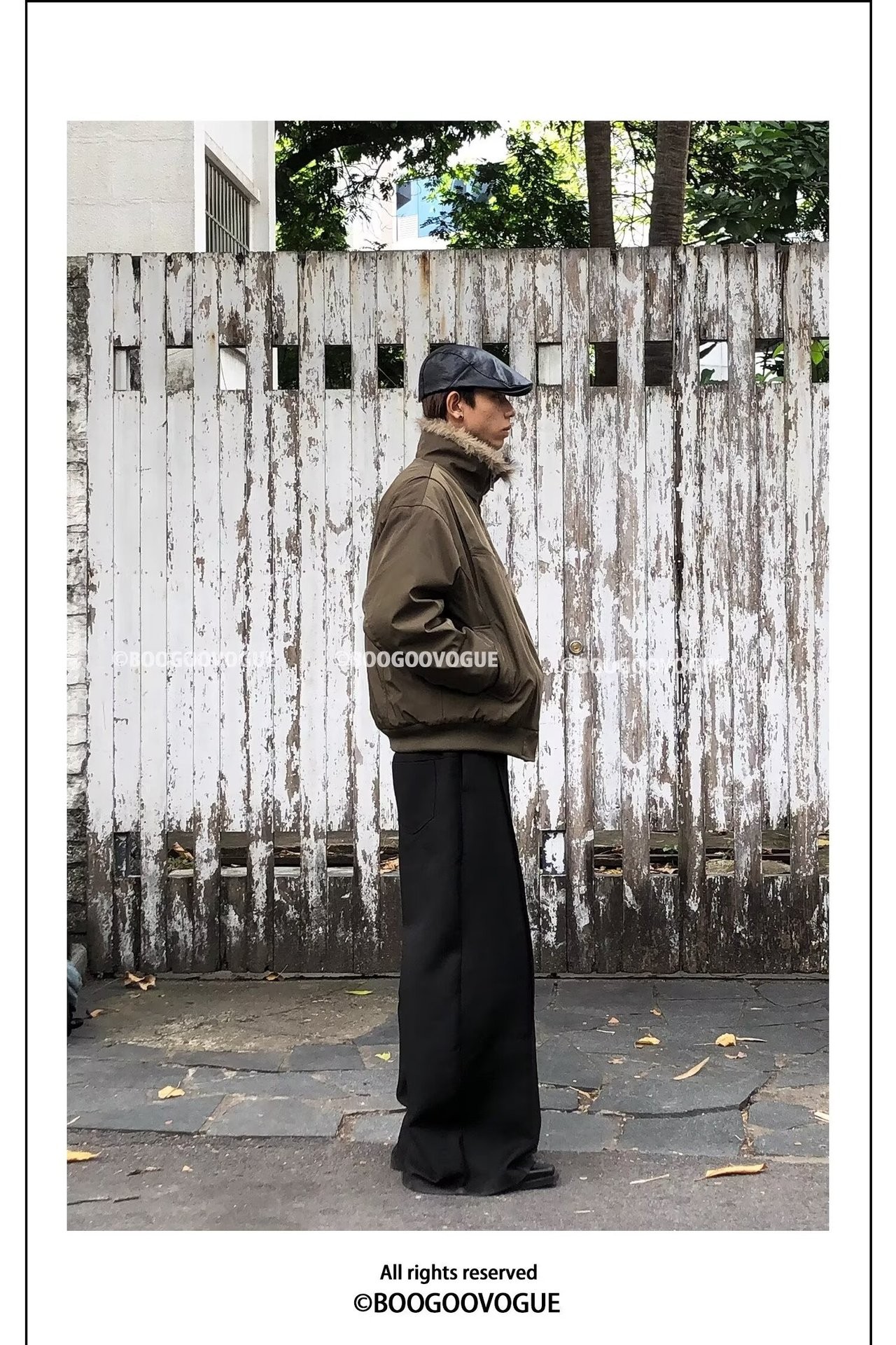 Vintage Cotton Padded Hooded Jacket with Removable Fur Collar Vintage Cotton Padded Hooded Jacket with Removable Fur Collar