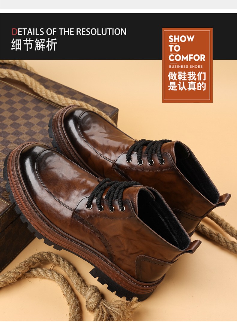 2025 Men’s Mid-Calf Insulated Fashion Leather Boots