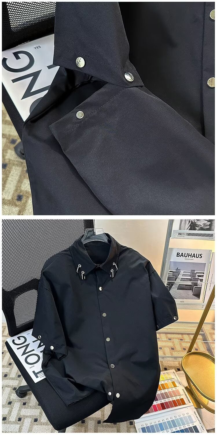 Heavyweight Deconstructed Shoulder White Shirt with Metal Buttons