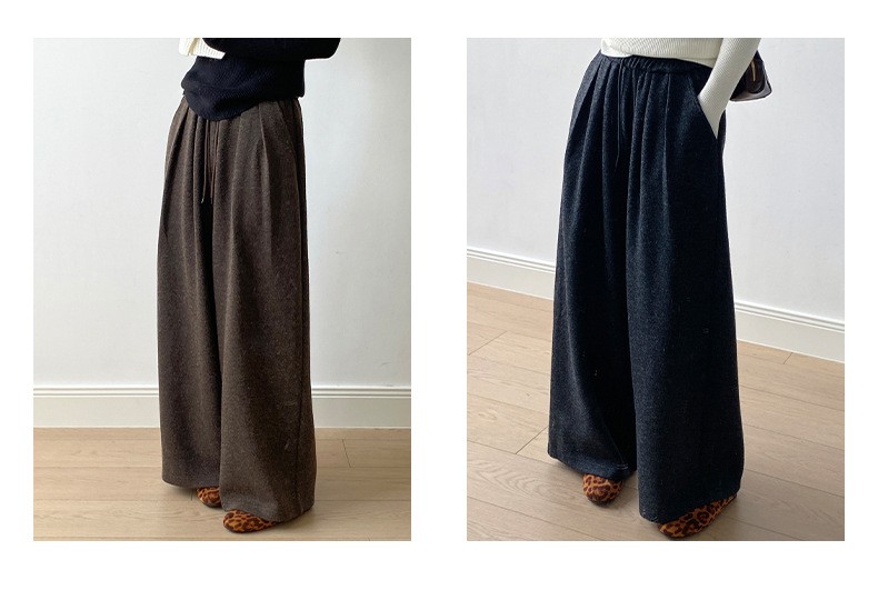 Yanshuang Casual Wide-Leg Knit Pants for Women Yanshuang Casual Wide-Leg Knit Pants for Women