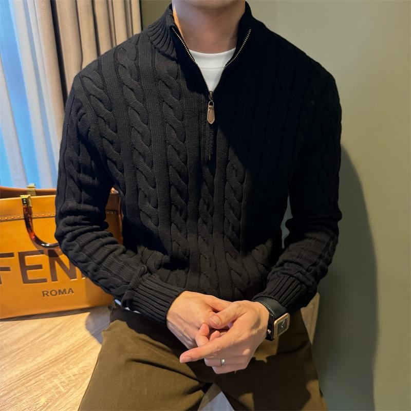 Vintage Half-Zip Cable Knit Sweater for Men Vintage Half-Zip Cable Knit Sweater for Men
