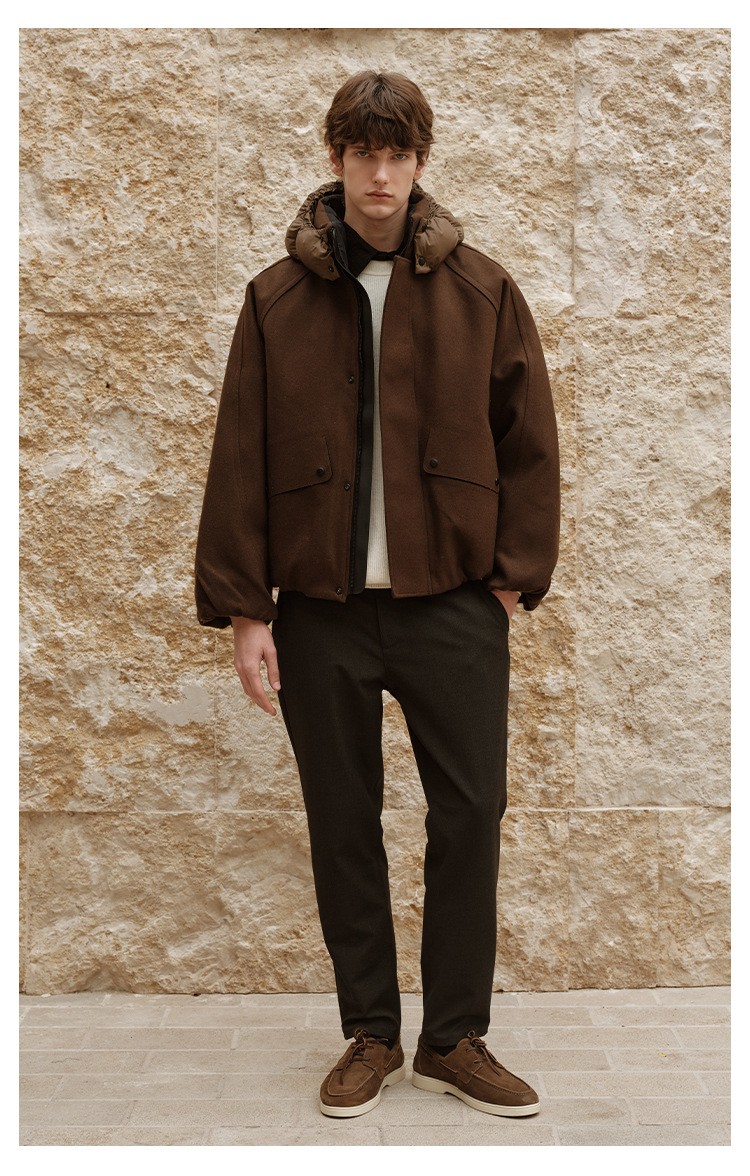 Men's 90% White Duck Down Hooded Winter Jacket Men