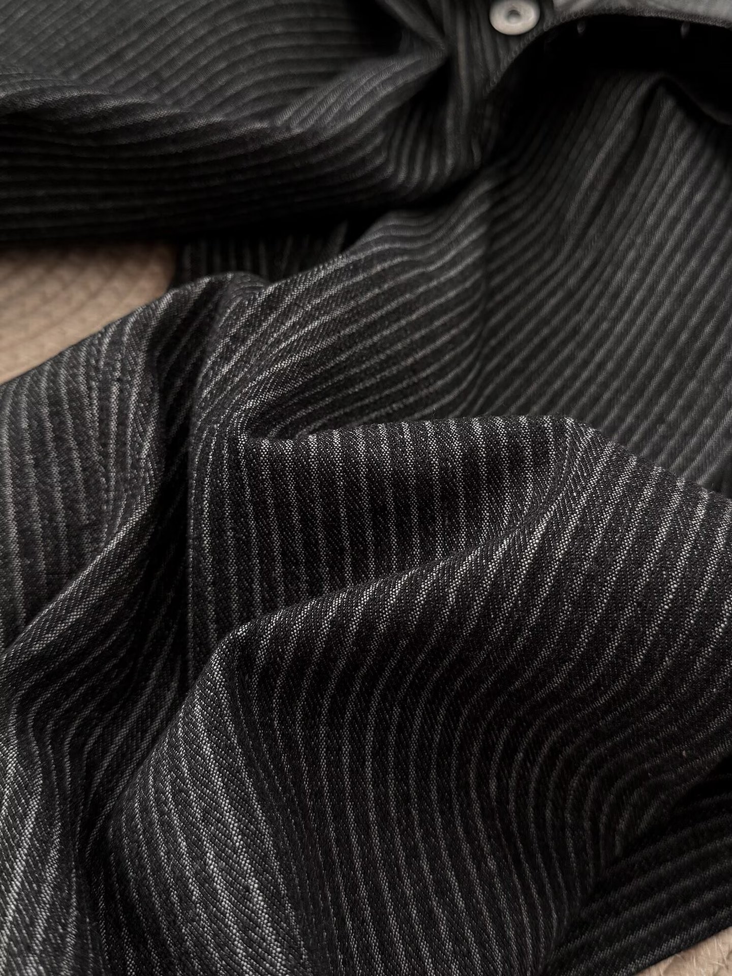 Men's High-Waist Pleated Denim Wide-Leg Trousers Men