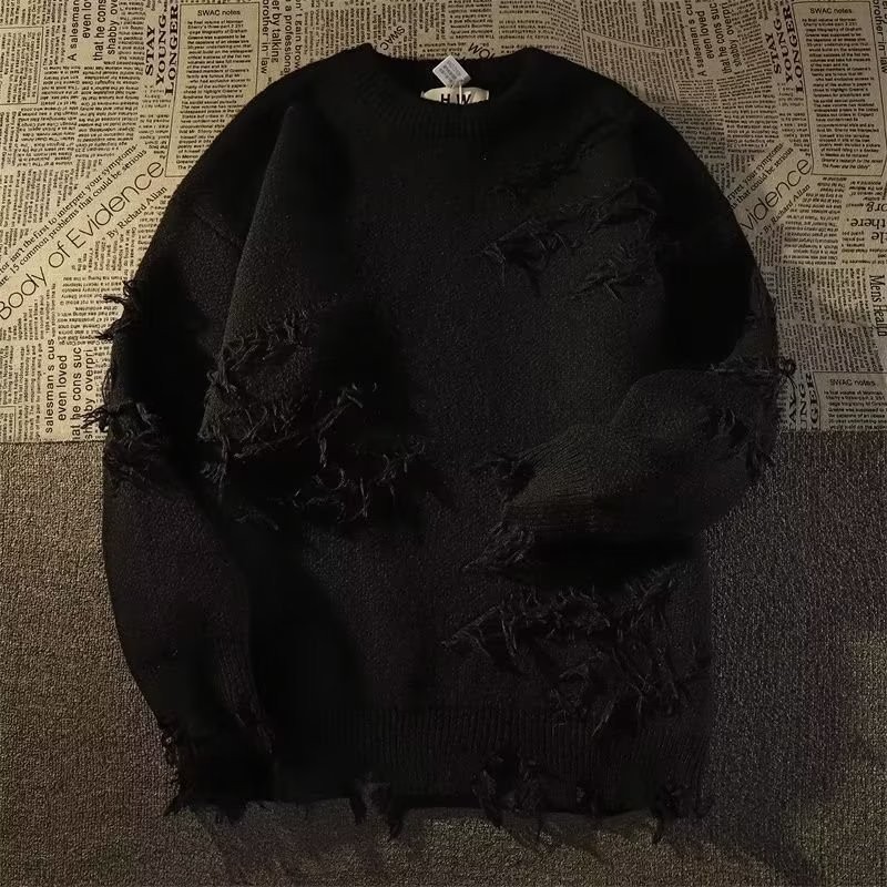 Vintage Style Distressed Pullover Sweater for Men & Women